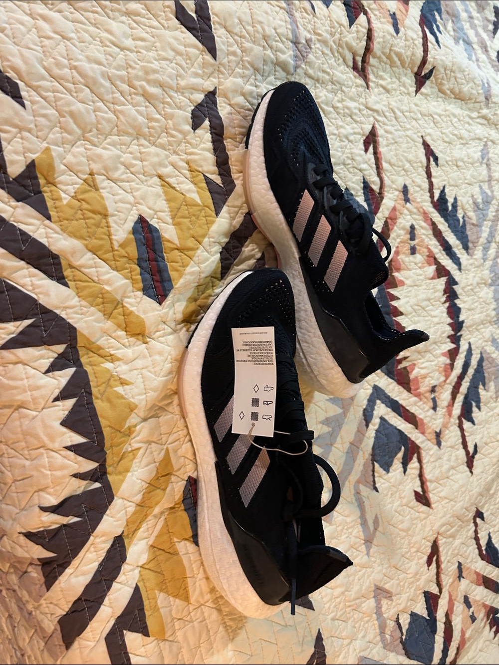 adidas Women's Black Athletic Sneakers with Light Pink Stripes - Picture 6 of 8